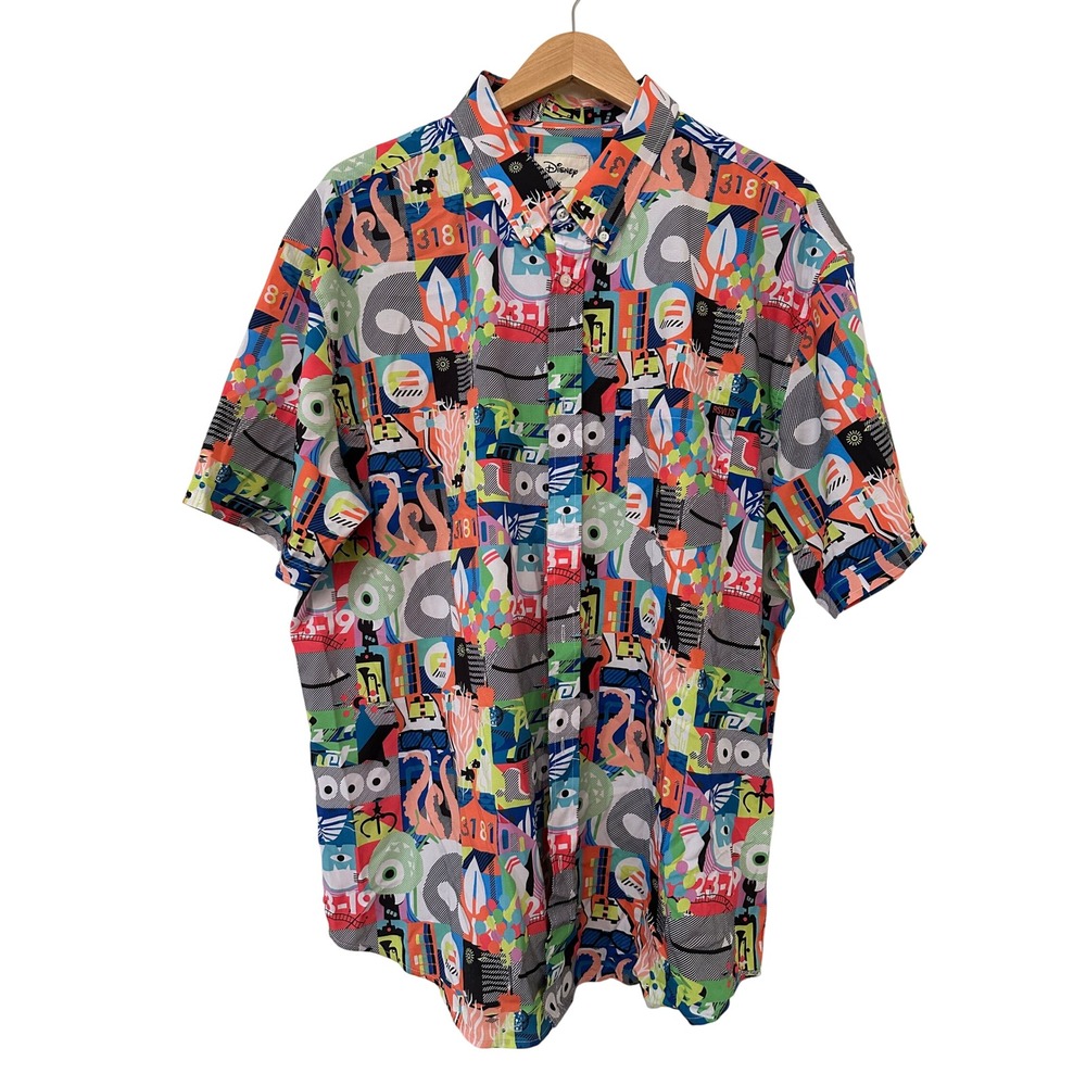 Disney x RSVLTS Monsters Inc KUNUFLEX Shirt Mens 2XL Short Sleeve Button Down